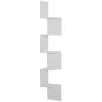 HOMCOM Étagère d'angle Murale de Rangement Forme Zigzag 20L x 20l x 126H cm 5 Niveaux Bois Blanche(m-12)