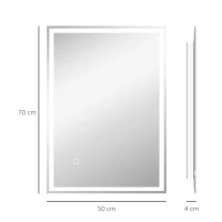 HOMCOM 70 x 50cm LED Bathroom Mirror with Lights, Dimmable Makeup Mirror, Vanity Mirror with 3 Colour, Smart Touch, Anti-Fog(m-3)