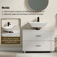 HOMCOM Dulap Modern pentru Baie sub Chiuvetă cu 2 Sertare și Separatoare pentru Chiuvetă Fără Picior, 80x30x60 cm, Alb(m-6)