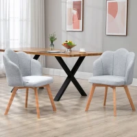 HOMCOM Cadeiras Sala de Jantar Estofada em Linho Sintético com Assento e Encosto Acolchoados Estilo Moderno 58x60x82 cm Azul Claro(m-10)