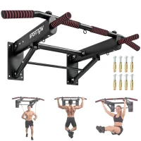 SPORTNOW Drążek do podciągania składany z antypoślizgowymi uchwytami, montaż na ścianie maks. 120 kg, 98 x 65 x 31 cm Czarny(m-12)