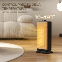 HOMCOM Calefactor Cerámico Eléctrico Cerámico 2000 W con Oscilación Termostato Ajustable y 3 Modos 18x15x40,5 cm Negro(m-7)