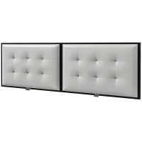 HOMCOM Tablă de Pat Dublu Tapițată din Microfibră, Matlasată cu Nasturi, pentru Paturi de 180 cm, Gri(m-12)
