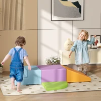 HOMCOM Saftbaustein-Set für Kinder, Kletter- und Krabbelspielzeug, weiches Kunstleder, EPE-Schaum, Mehrfarbig(m-2)