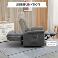 HOMCOM elektrische relaxfauteuil met opstahulp incl. afstandsbediening staalgrijs(m-5)