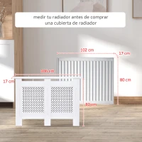 HOMCOM Cubre Radiadores, 111.5x19x82 cm, Cubierta para Radiador Moderna de MDF, con Estante Superior y Listones, para Salón, Dormitorio, Pasillo, Blanco(m-8)