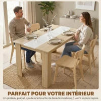 HOMCOM Table à manger table de cuisine design moderne avec grand plateau 2-4 personnes en bois dim. 120L x 69l x 75H cm(m-4)