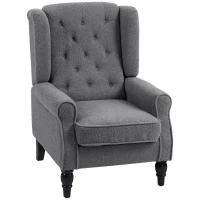 HOMCOM Teddy Fleece Retro Wingback Chair - Grey(m-1)