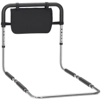 HOMCOM Barre d'appui lit barrière sécurisée protection poignée réglable 5 hauteurs pochette rangement 87Lx51,5lx45-55H cm(m-11)