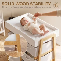 AIYAPLAY Baby Changing Table, Baby Changing Unit with 3 Drawers, Large Basket and Waterproof Pad for Bedroom Nursery, White(m-5)