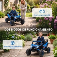 AIYAPLAY Coche Eléctrico para Niños UTV 12V con 2 Motores Control Remoto 2,4G Velocidad hasta 7 km/h Sistema de Suspensión Azul(m-4)