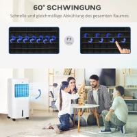 HOMCOM Mobiele Luchtkoeler/Airconditioner met 3 Modi, 7,5-uurs Timer, Verrijdbaar, Kunststof, Wit(m-7)