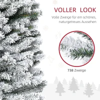 HOMCOM Kunstkerstboom 180 cm Potloodden met Sneeuw, 492 Toppen voor Binnen(m-5)