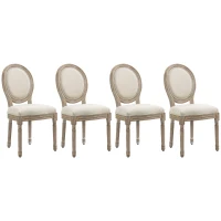 HOMCOM Lot de 4 chaises de Salle à Manger - Chaise de Salon médaillon Style Louis XVI - Bois Massif sculpté, patiné(m-11)
