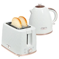 HOMCOM 1.7L 3000W Fast Boil Kettle & 2 Slice Toaster Set, Kettle and Toaster Set with Auto Shut Off, Browning Controls, White(m-11)