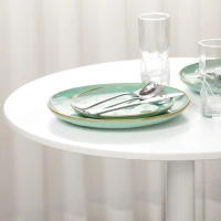HOMCOM 75H x Φ70cm Two-Person Minimalistic Dining Table - White(m-6)