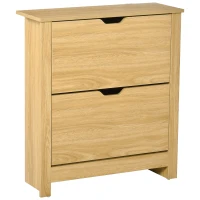 HOMCOM Meuble chaussure entrée, armoire à chaussures meuble d'entrée et couloir - 2 portes abattantes 2 compartiments(m-12)