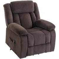 HOMCOM Aufstehsessel mit weichem Bezug, Recliner-Sessel mit Fernbedienung und Seitentaschen, Braun(m-10)