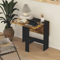 HOMCOM Mesa Plegable de Comedor Mesa de Cocina con Alas Abatibles para Espacio Pequeño 103x76x73,5 cm Negro y Marrón Rústico(m-6)