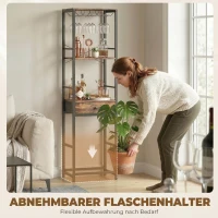 HOMCOM Weinbar-Schrank mit Schublade, Industrieller Barschrank, Weinregal für 12 Flaschen, Glashalter, Rustikal Braun(m-6)