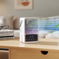 HOMCOM Portable Air Conditioner, 4-in-1 Mini Air Cooler with 3 Wind Speed, 2 Mist Mode, 7 Colour RGB Light, Black and White(m-10)