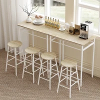 HOMCOM Ensemble table de bar avec tabourets, table à manger debout avec 2 chaises, étagère et pieds en métal, 80x50x90cm, blanc(m-8)