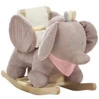 AIYAPLAY Schaukeltier, Elefant-Schaukel, interaktive Tiergeräusche, Holzrahmen, für Kinder 1,5-3 Jahre, 65 x 32 x 49 cm, Braun(m-12)