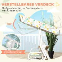 AIYAPLAY Tuinschommel voor Kinderen, Stalen Frame, 2-Zits, 60 kg Draagvermogen, Wit(m-5)