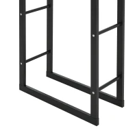 HOMCOM Metal Firewood Log Holder Tall Firewood Rack Indoor Outdoor Fireplace Wood Storage Shelf with Side Rails, Rust-Resistant, Black, 60W x 25D x 100H cm(m-9)