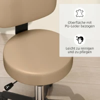 HOMCOM Rollkruk met rugleuning, verstelbare hoogte (72-84 cm), 360° draaibaar, lichtbruin(m-4)