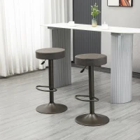 HOMCOM Set 2 Sgabelli da Bar Girevoli con Poggiapiedi e Altezza Regolabile, 35x36x64-85cm, Grigio(m-10)