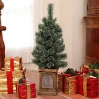 HOMCOM Weihnachtsbaum, naturgetreue Erscheinung, integrierte LEDs, dimmbar, 8 Modi, 45 x 90 cm, Grün(m-10)