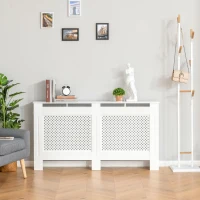 HOMCOM Cobertura para Radiador em MDF com Ripas e Prateleira Superior 151,5x19x82 cm Branco(m-10)