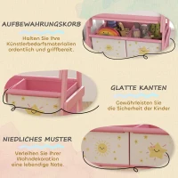 AIYAPLAY Kinder Ezel 3-in-1 Kindertafel met Krijtbord, Whiteboard, Papierrol en 2 Opbergmanden, voor 3-8 Jaar, Roze(m-5)