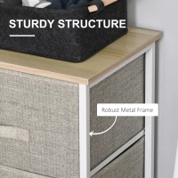 HOMCOM Vertical 3-Tier Linen Drawer Cabinet Organizer Storage Dresser Tower with Metal Frame Adjustable Feet for Living Room, Bathroom, Kitchen, White, Oak and Light Grey(m-5)
