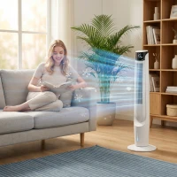 HOMCOM Air Cooler with LED Display and Remote Control, Oscillating Ice Cooling Fan with 3 Speeds, 4 Modes, 12 Hour Timer, White(m-10)