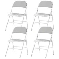 HOMCOM Lot de 4 chaises pliantes chaises de salle à manger portables cadre en acier 45 x 46 x 78 cm blanc(m-12)