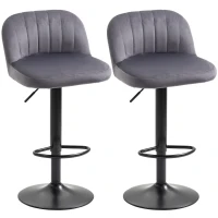 HOMCOM Lot de 2 tabourets de bar design contemporain avec repose-pieds hauteur réglable et pivotant gris(m-11)