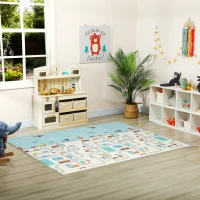 AIYAPLAY Foldable Baby Plat Mat Double Sided, Kids Floor Mat for Crawling, 200L x 150W cm, Car track and Owl Theme(m-9)