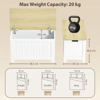 HOMCOM Baú de Arrumação 90 L com Tampa Versátil com Dobradiça de Segurança 80,5x40x46,4 cm Madeira e Branco(m-3)