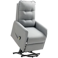 HOMCOM Aufstehsessel, Recliner-Sessel mit Aufstehhilfe, elektrischer Relaxsessel mit Fernbedienung, Seitentasche, Grau(m-1)