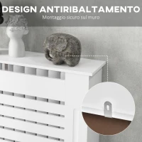 HOMCOM Copritermosifoni a Doghe con Ripiano Portaoggetti, in Legno, 152x19x81 cm, Bianco(m-5)