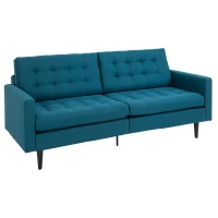 HOMCOM Canapé Convertible 3 Places Design Contemporain Dossier inclinable indépendamment 3 Positions Lin Bleu Canard(m-12)