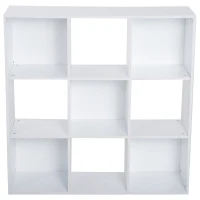 HOMCOM 3-tier 9 Cubes Storage Unit Particle Board Cupboard Bookcase Organiser Home Office Shelves, White(m-10)