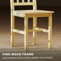 HOMCOM Dining Chairs Set of 2, Kitchen Chair with Slat Back, Pine Wood Structure for Living Room and Dining Room, Natural(m-6)