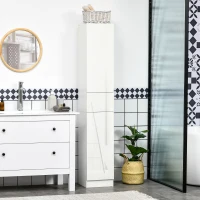 kleankin Colonna Bagno con Cassetto e 2 Armadietti Bianco Lucido, 30x28x170cm(m-10)