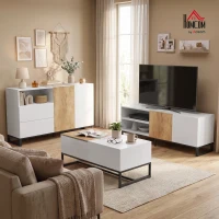 HOMCOM TV-Schrank für Fernseher bis 55 Zoll, modernes TV-Lowboard mit verstellbaren Einlegeböden, Weiß(m-8)