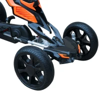 HOMCOM Go Kart Racing Deportivo Coche de Pedales para Niños +5 Años con Asiento Ajustable Embrague y Freno Ruedas de Goma 122x60x70cm Negro y Naranja(m-8)