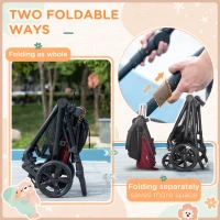 HOMCOM Foldable Baby Stoller, with Reclining Backrest, Adjustable Canopy, for Ages 0-36 Months - Red(m-6)