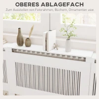 HOMCOM Radiatorbekleding, lamellenontwerp, verstelbare lengte 125-201 cm, MDF, wit(m-5)
